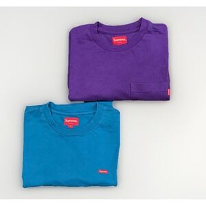 2 Supreme Small Box Logo Tee Shirts Teal Blue & Royal Purple Men's Size M